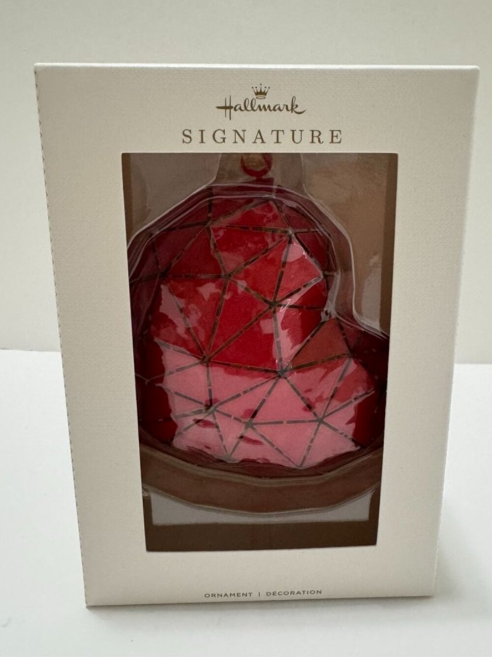 Hallmark Signature Red Geometric Heart Metal Christmas Ornament 2022 NIB HDL2172